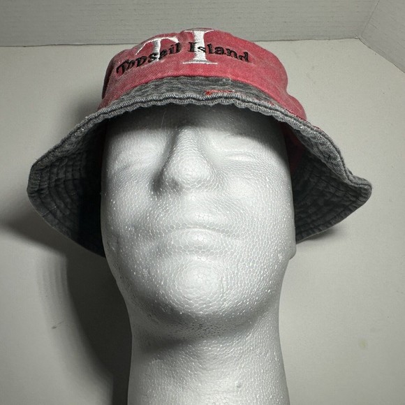 Topsail Island Bucket Hat Unisex, ￼OS /Red-Black /Stone Wash - NC Beach - Picture 4 of 10